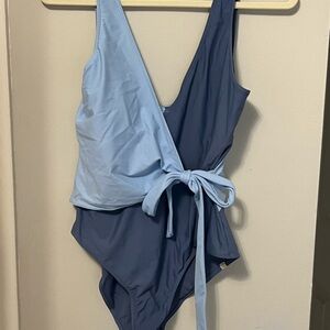 Summersalt Blue Wrap-Style One Piece Swimsuit